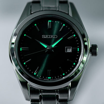 Seiko Ladies SUR533P1 Dress Olive Green Dial Stainless Steel Strap