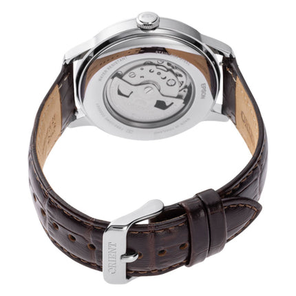 Orient Classic RA-AK0805E Bambino Automatic Sun & Moon Green Dial Brown Leather Strap