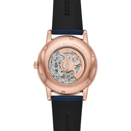 Emporio Armani Automatic AR60050 Meccanico Men Skeleton Dial Blue Leather Strap