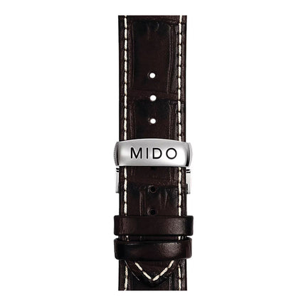 MIDO Commander M021.431.26.061.00 COSC Chronometer Automatic Black Dial Brown Leather Strap
