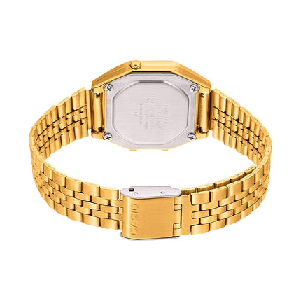Casio General LA680WGA-1BDF Ladies Black Digital Dial Gold Stainless Steel Band