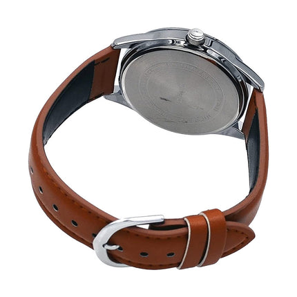 Casio General MTP-V005L-2B5UDF Men Blue Dial Tan Leather Band