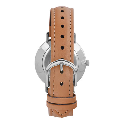 Casio General LTP-VT04L-7A1DF Ladies White Dial Light Brown Leather Band