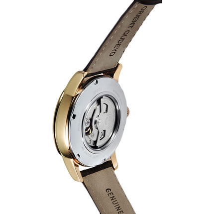 Orient Classic RA-AK0007S Sophisticated Sun & Moon Textured Ivory Dial Brown Leather Strap