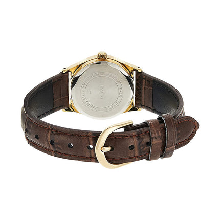 Casio General LTP-V006GL-7BUDF Ladies Analog White Dial Brown Leather Band