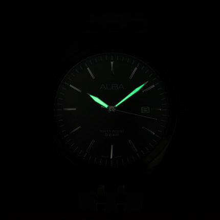 Alba Prestige AS9S04X1 Men Black Dial Black Stainless Steel Strap