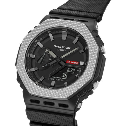 Casio G-Shock GM-2100BM-1ADR CasiOak Modern Industrial Black Digital Analog Dial Black Resin Band