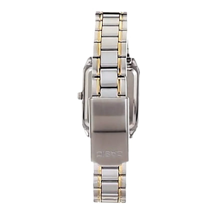 Casio General LTP-V007SG-9BUDF Tank Ladies Analog Beige Dial Dual Tone Stainless Steel Band