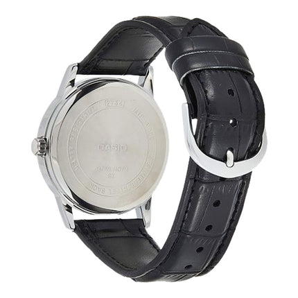 Casio MTP-V002L-1BUDF Men Analog Black Dial Black Leather Band