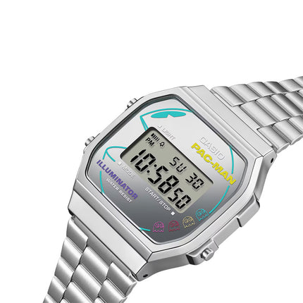 Casio General A168WEPC-7ADR PAC-MAN Collaboration Digital Dial Stainless Steel Band