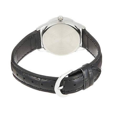 Casio General LTP-V005L-7BUDF Ladies Silver Dial Black Leather Band