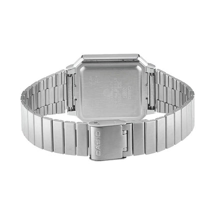 Casio General A100WE-7BDF Illuminator Vintage Digital Silver Dial Stainless Steel Band