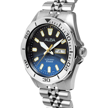 Alba Active Gravity AV3589X1 Men Blue Gradient Dial Stainless Steel Strap