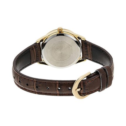 Casio General LTP-V005GL-1BUDF Ladies Black Dial Brown Leather Band