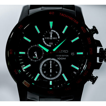 Seiko Chronograph SNDC79P1 Black Dial Black Stainless Steel Strap