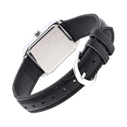 Casio General LTP-V007L-7E1UDF Tank Silver Dial Black Leather Band
