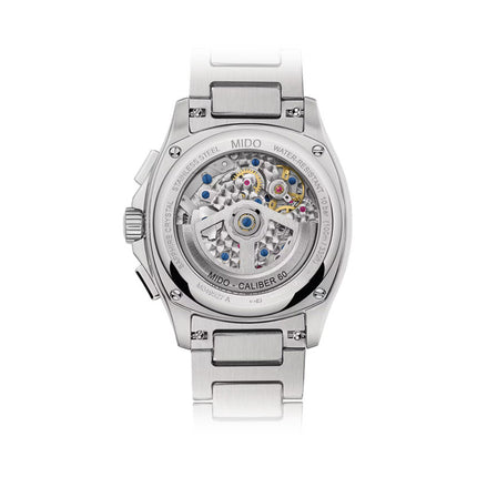 MIDO Multifort TV M049.527.11.041.00 Men Chronograph Blue Dial Stainless Steel Strap + Extra Strap