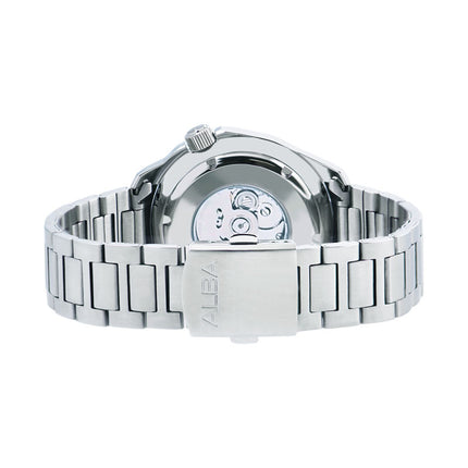 Alba Mechanical AU4085X1 Men Silver White Dial Stainless Steel Strap