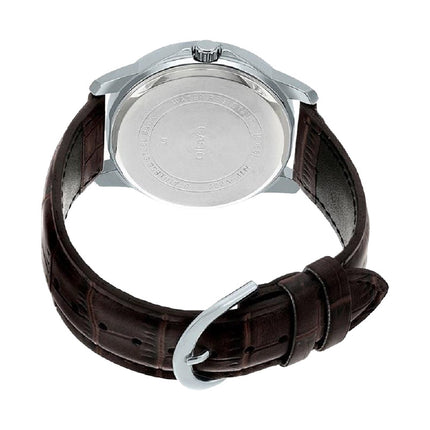 Casio General MTP-V002L-7B2UDF Men Analog Silver Dial Brown Leather Band