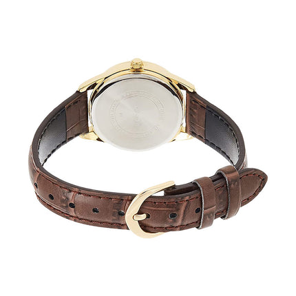 Casio General LTP-V005GL-7BUDF Ladies White Dial Brown Leather Band