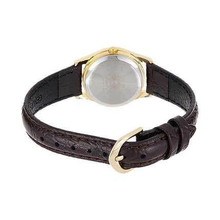 Casio General LTP-1094Q-9ARDF Enticer Ladies Gold Dial Brown Leather Band