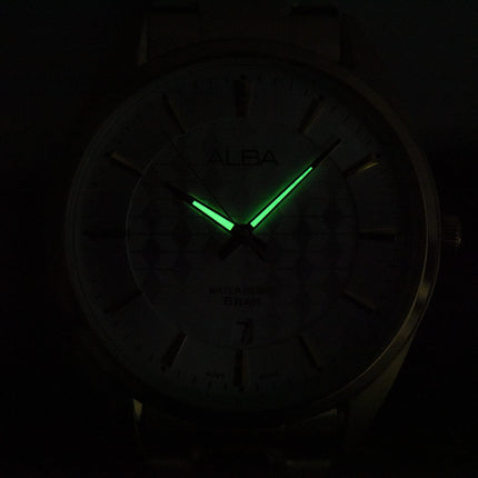 Alba AS9Q76X1 Silver Dial Gold Stainless Steel Strap
