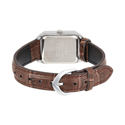 Casio General LTP-V007L-9BUDF Tank Beige Dial Brown Leather Band