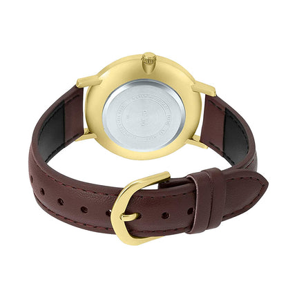 Casio General LTP-VT01GL-9BUDF Ladies Champagne Dial Dark Brown Leather Band