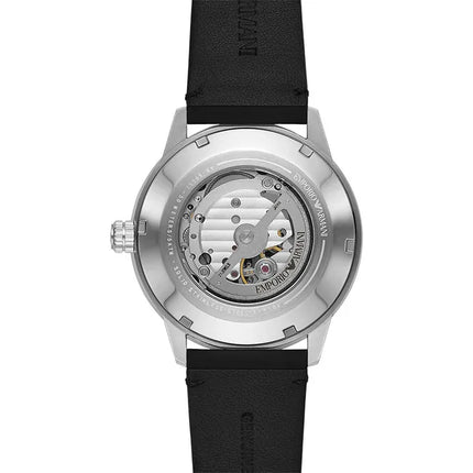 Emporio Armani Automatic AR60051 Skeleton Black Dial Black Leather Strap