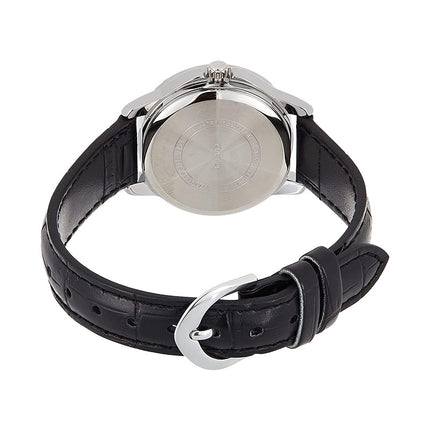 Casio General LTP-V004L-7AUDF Ladies Silver Dial Black Leather Band
