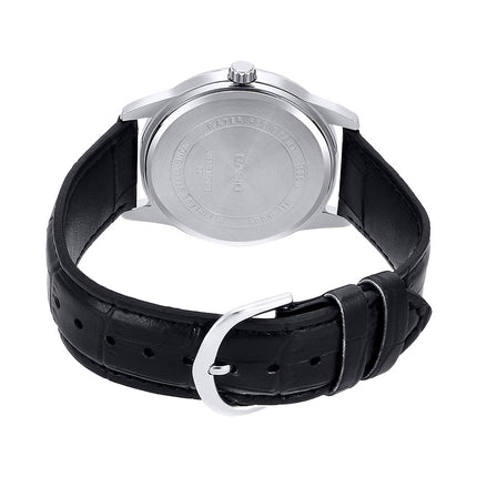 Casio General LTP-V001L-7BUDF Ladies Silver Dial Black Leather Band