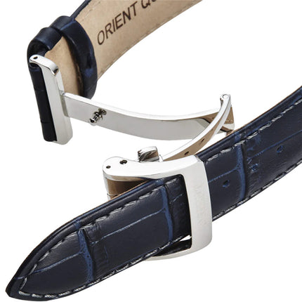Orient RA-AK0011D Men Automatic Sun & Moon Blue Dial Blue Leather Strap