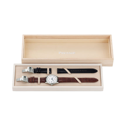 Seiko Presage SJE075J1 Craftsmanship White Enamel Dial Brown Leather Strap