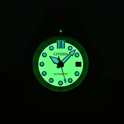 Citizen Mechanical NJ0177-84X Automatic Men Green Luminous Dial Gunmetal Stainless Steel Strap