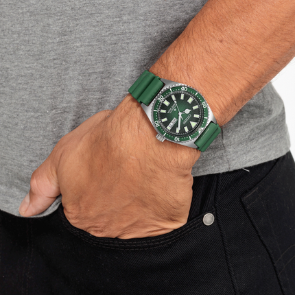 Citizen Promaster NY0121-09X Marine Automatic Diver Green Dial Green Polyurethane Strap
