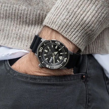 Seiko Prospex SRPD27K1 Monster Automatic Divers 200M Black Dial Black Rubber Strap