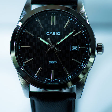Casio General MTP-VD03L-1AUDF Men Black Dial Black Leather Band