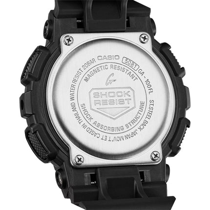 Casio G-Shock GA-100FL-1ADR Flame Inside Collection Digital Analog Dial Black Resin Band
