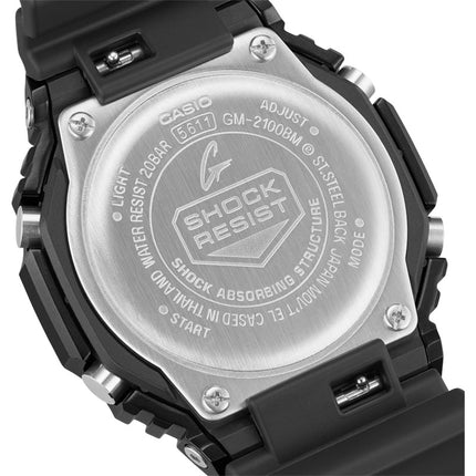 Casio G-Shock GM-2100BM-1ADR CasiOak Modern Industrial Black Digital Analog Dial Black Resin Band