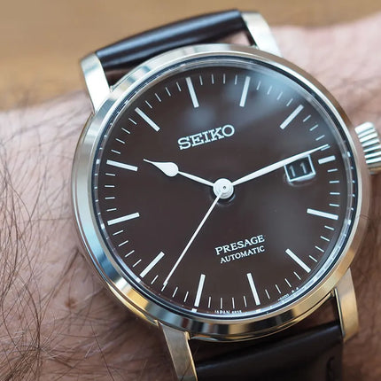 Seiko Presage SPB115J1 Craftsmanship Riki Watanabe Brown Enamel Dial Brown Leather Strap