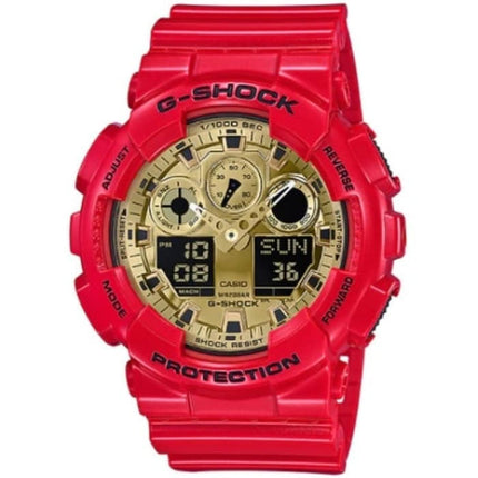 Casio G-SHOCK GA-100VLA-4ADR Digital Analog Dial Red Resin Strap