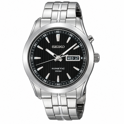 Seiko Kinetic SMY103P1 Black Dial Stainless Steel Strap