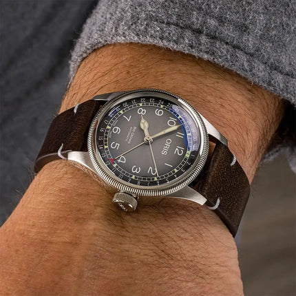 Oris Big Crown 01-754-7779-4063-SET X Cervo Volante Grey Dial Dark Brown Leather Strap