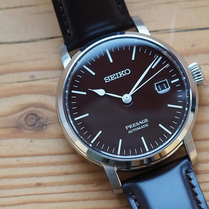 Seiko Presage SPB115J1 Craftsmanship Riki Watanabe Brown Enamel Dial Brown Leather Strap