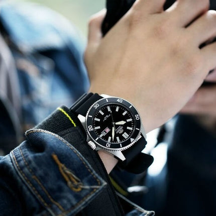 Orient Sports RA-AA0010B Kanno III Automatic Divers Black Dial Black Silicone Strap