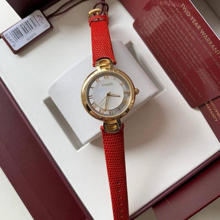 Aigner Resana A24275 Silver Dial Red Leather Strap