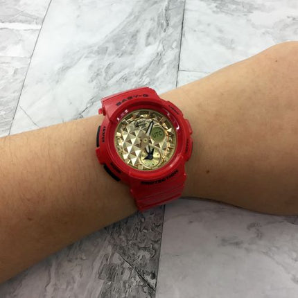 Casio Baby-G BGA-195VLA-4ADR Ladies Digital Analog Dial Red Resin Strap