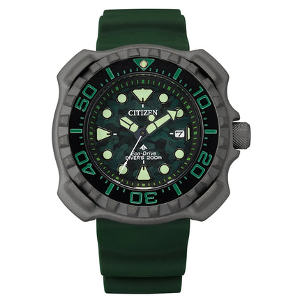 Citizen Promaster BN0228-06W Whale Shark Super Titanium Green Camo Dial Green Polyurethane Strap