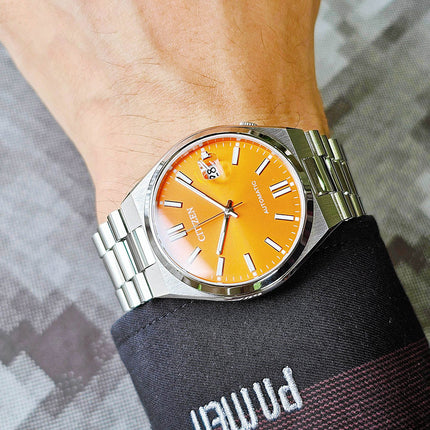 Citizen Mechanical NJ0151-88Z Automatic Men Tsuyosa Orange Dial Stainless Steel Strap