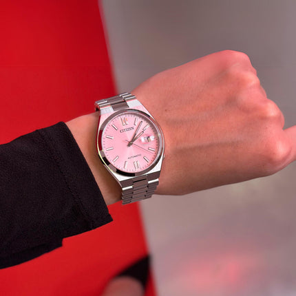 Citizen Mechanical NJ0158-89X Tsuyosa Pantone Colors Pink Dial Stainless Steel Strap Limited Edition